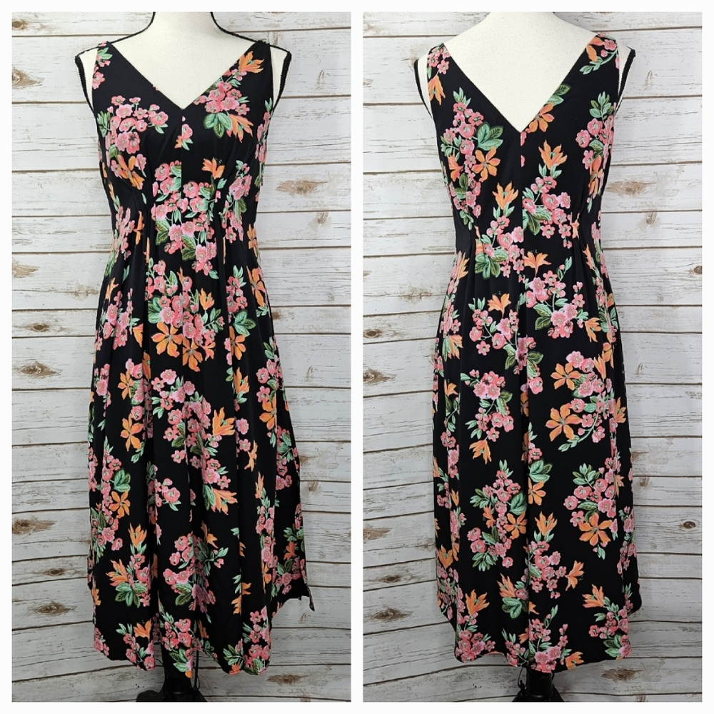 Ann Taylor Black Floral Dress